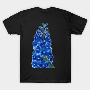 Blue Delphinium flower in collage T-Shirt